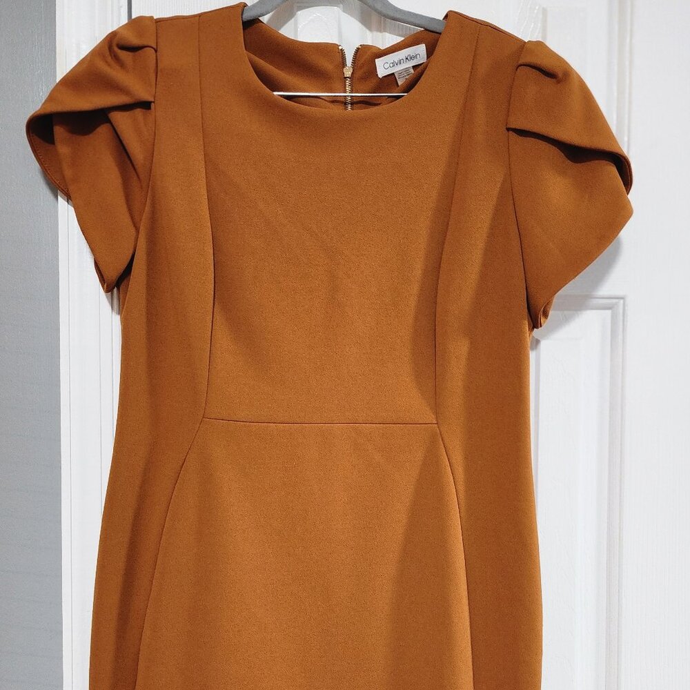 Calvin Klein Orange Short Sleeve Sheath Dress US 12